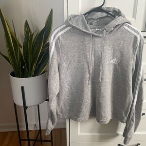 Adidas Heather Gray Hoodie with Subtle White Logo
